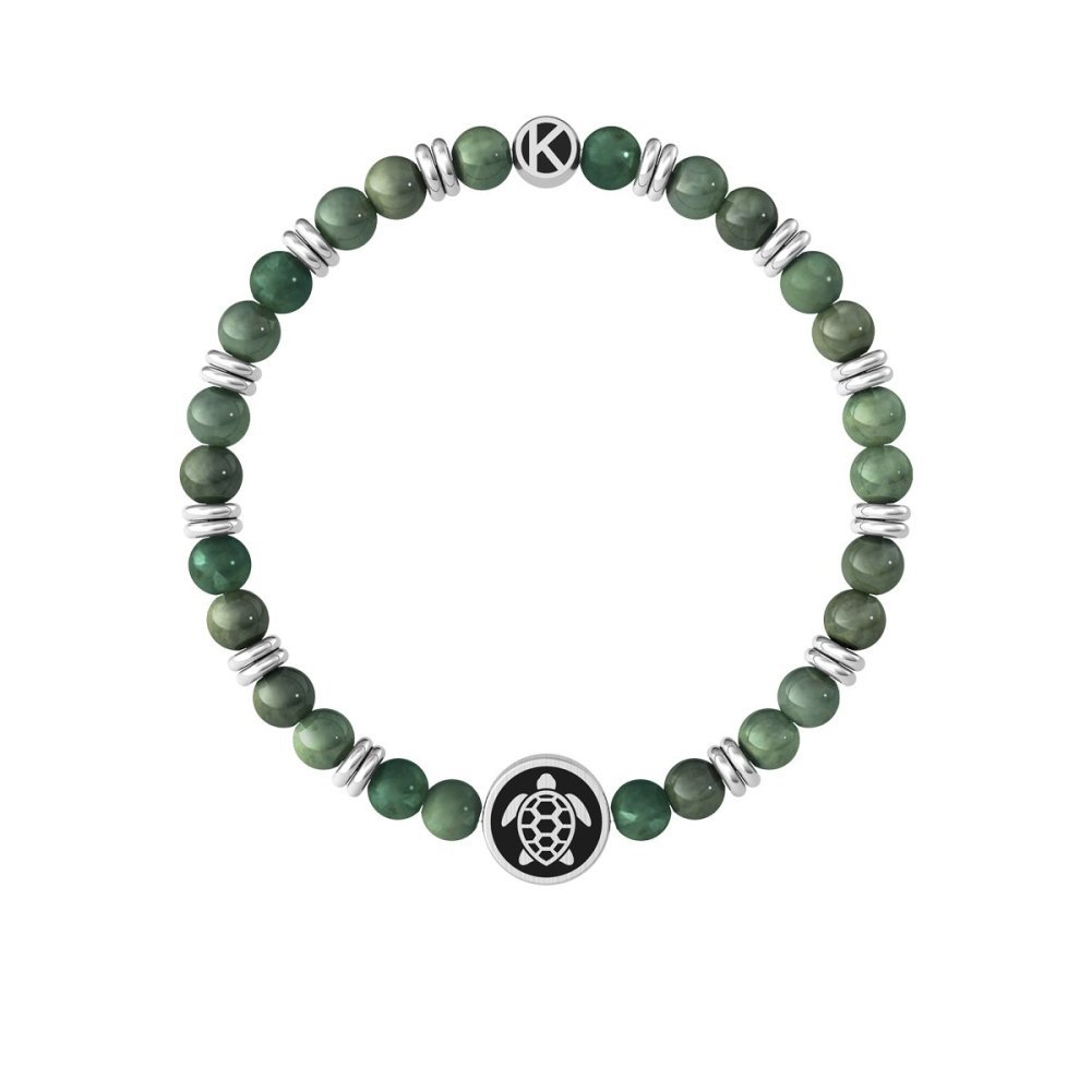 Kidult - Bracciale Giada Verde - Acciaio 316L - Ciondolo Tartaruga