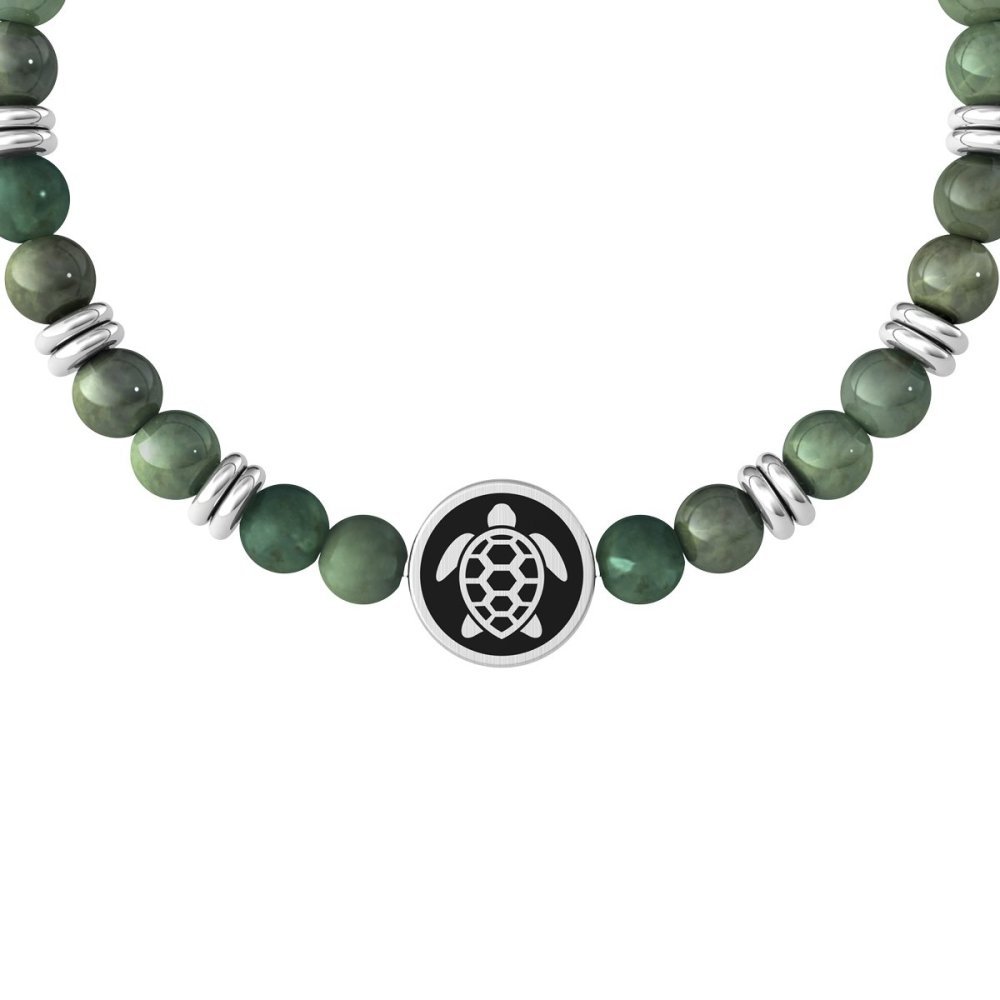 Kidult - Bracciale Giada Verde - Acciaio 316L - Ciondolo Tartaruga