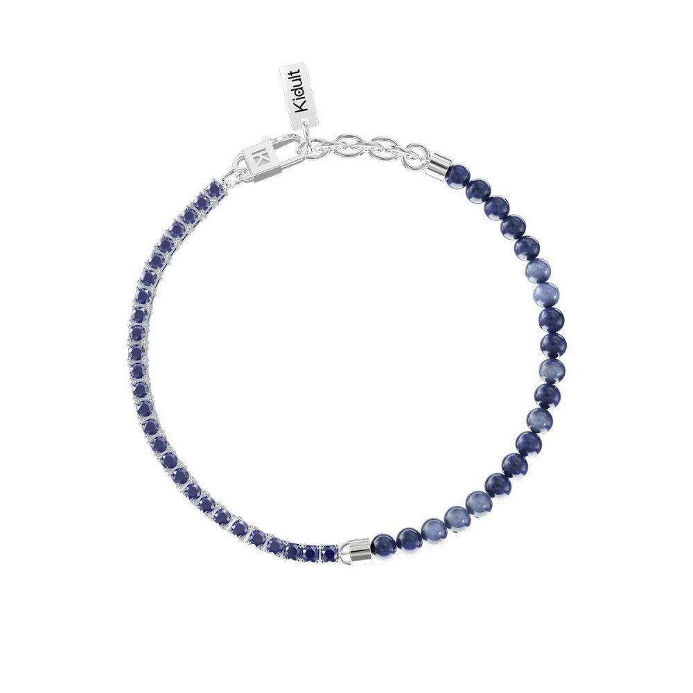 Kidult - Bracciale Tennis Acciaio 316L - Sodalite - Zaffiro Sintetico
