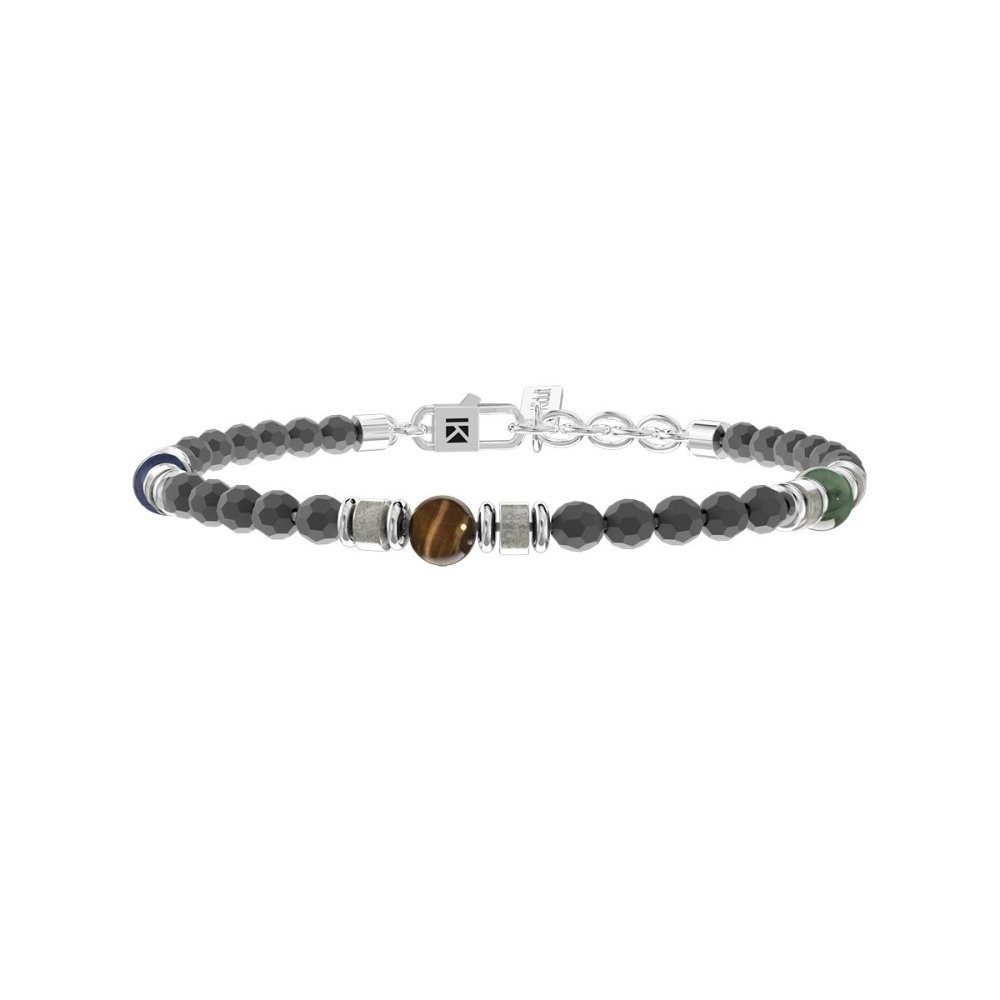 Kidult - Bracciale Acciaio 316L - Pietre Naturali - Blu