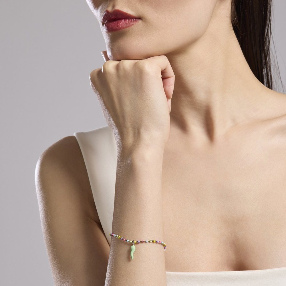 Kidult - Bracciale Acciaio 316L - Pvd Giallo - Smalto Multicolor