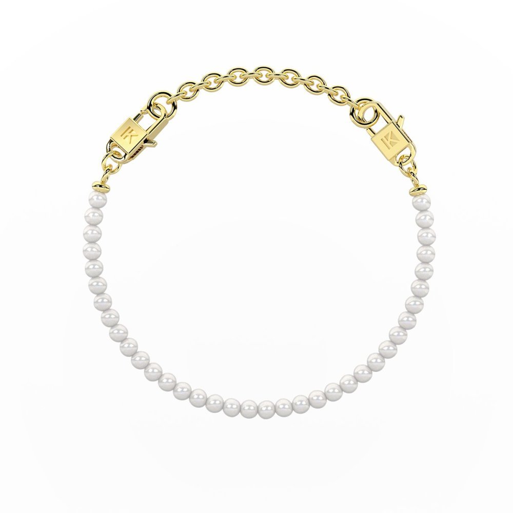 Kidult - Bracciale Acciaio 316L - Pvd Giallo - Perle Conchiglia
