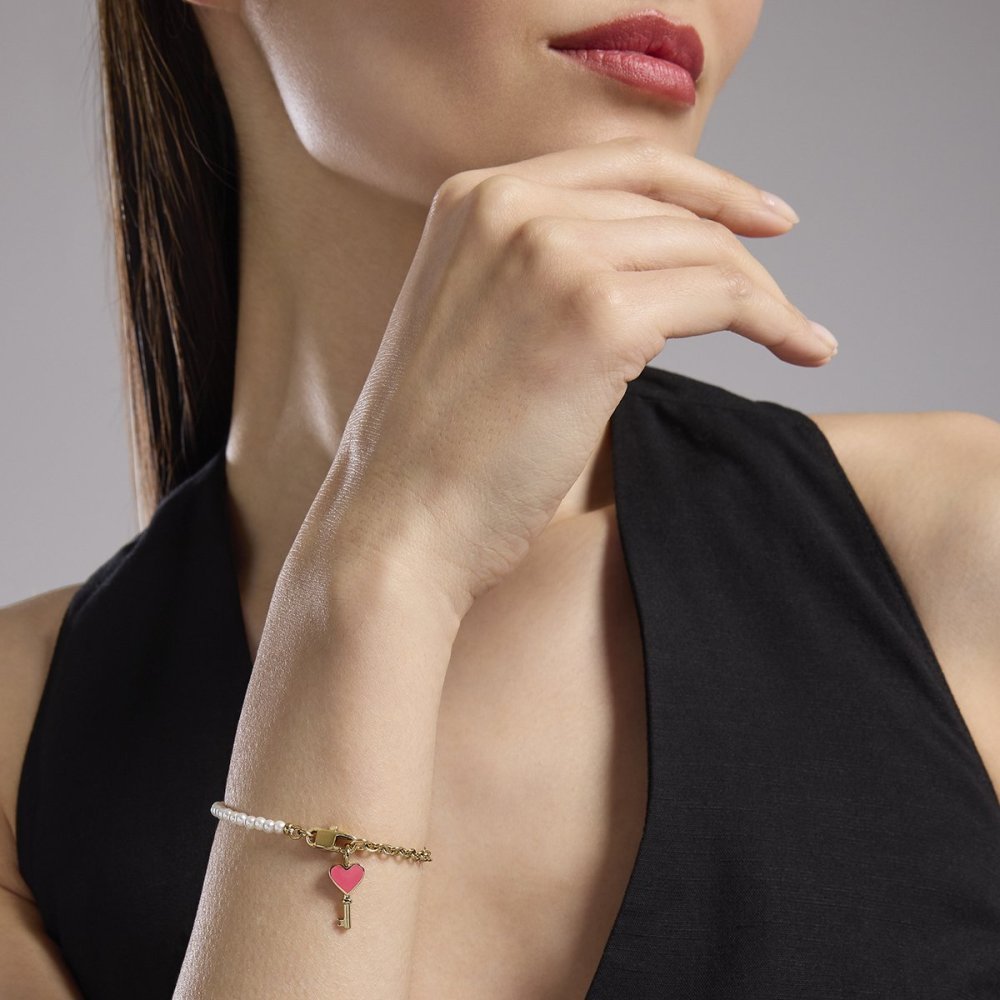 Kidult - Bracciale Acciaio 316L - Pvd Giallo - Perle Conchiglia