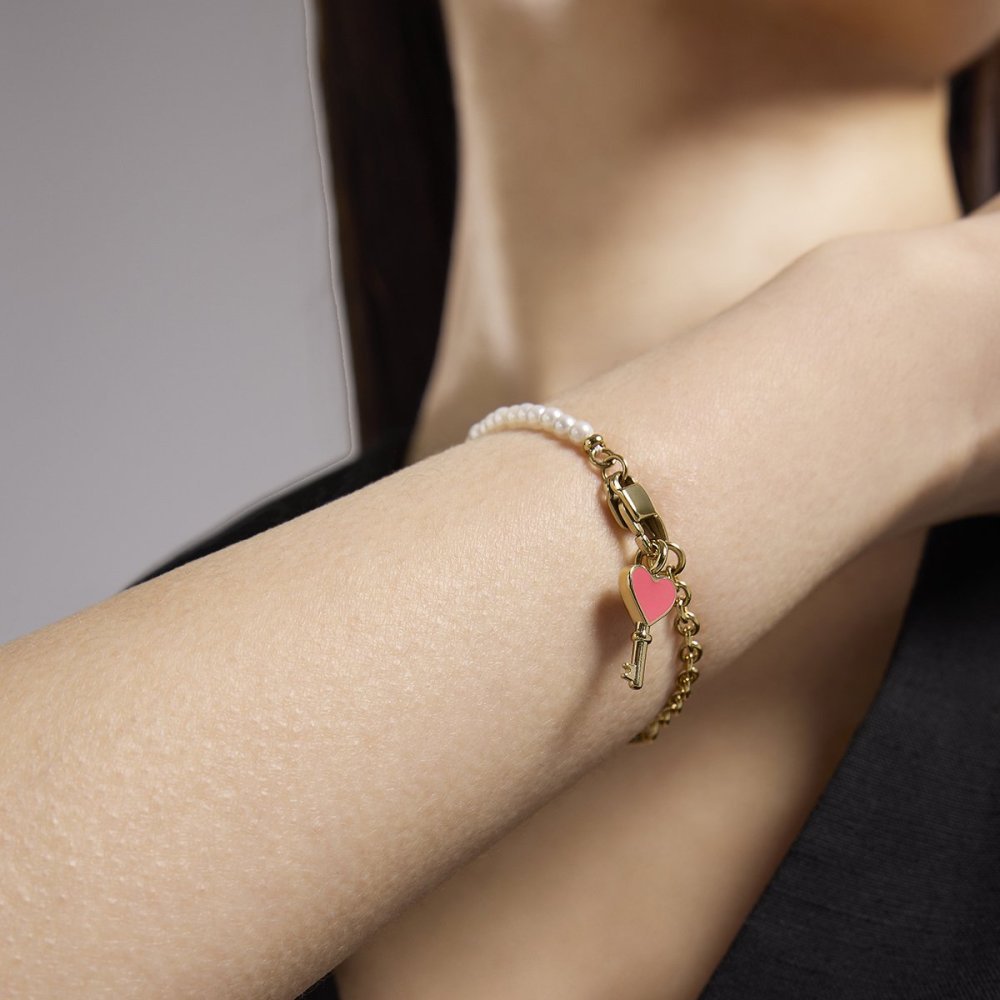 Kidult - Bracciale Acciaio 316L - Pvd Giallo - Perle Conchiglia