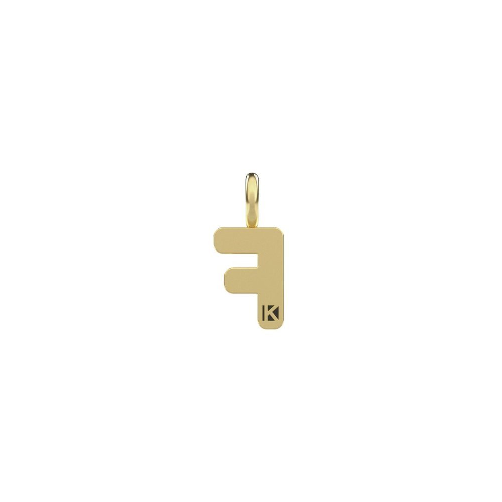 Kidult - Ciondolo Lettera F - Acciaio 316L - Pvd Giallo