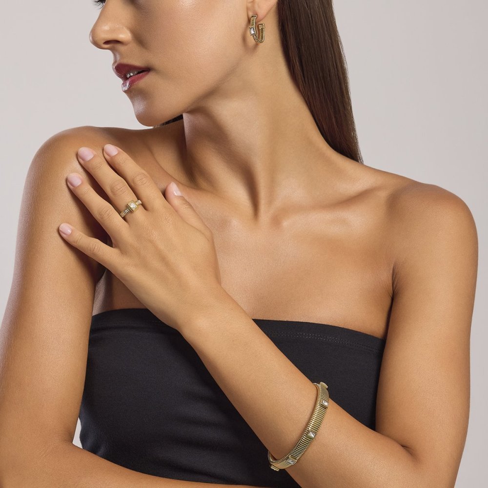 Kidult - Bracciale Acciaio 304316L - Pvd Giallo - Zirconi