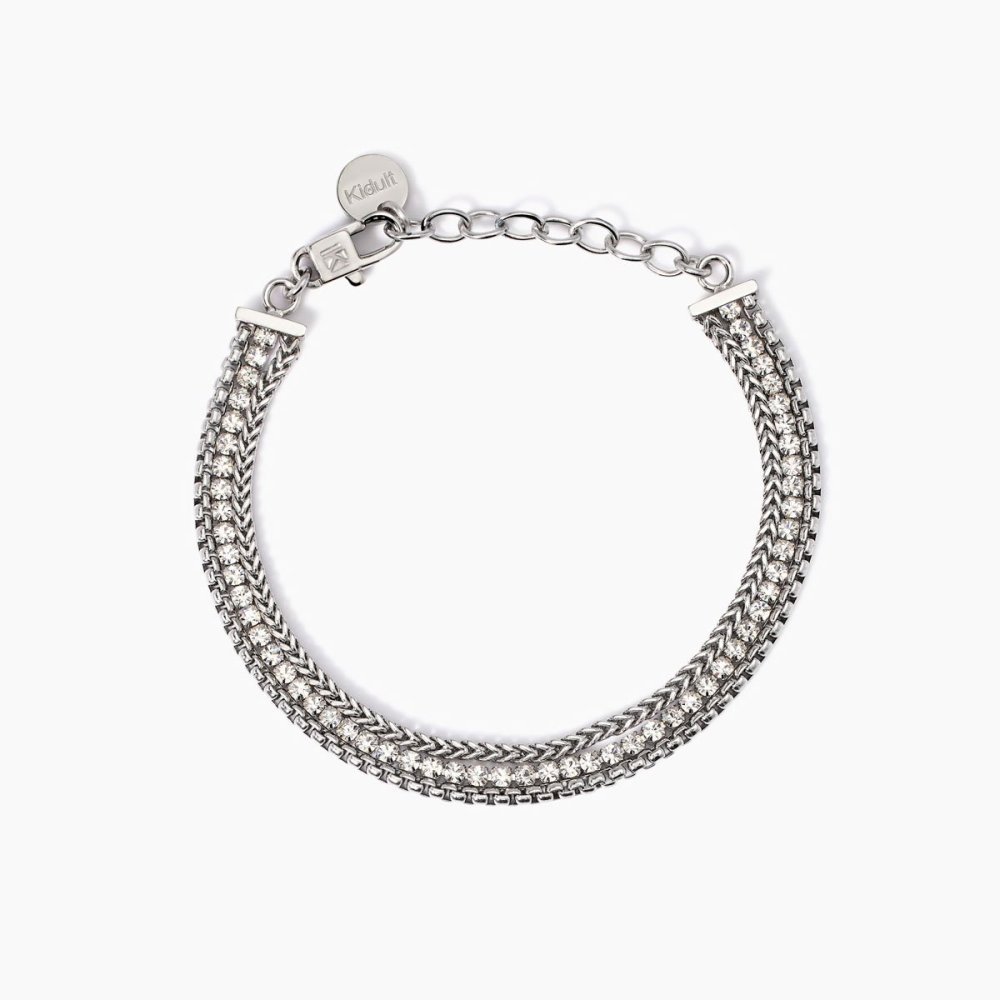 Kidult - Bracciale Tennis Acciaio 316L - Cristalli - Catena Regolabile