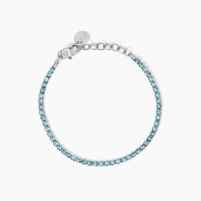 Kidult - Bracciale Tennis Acciaio 316L - Cristalli Azzurri