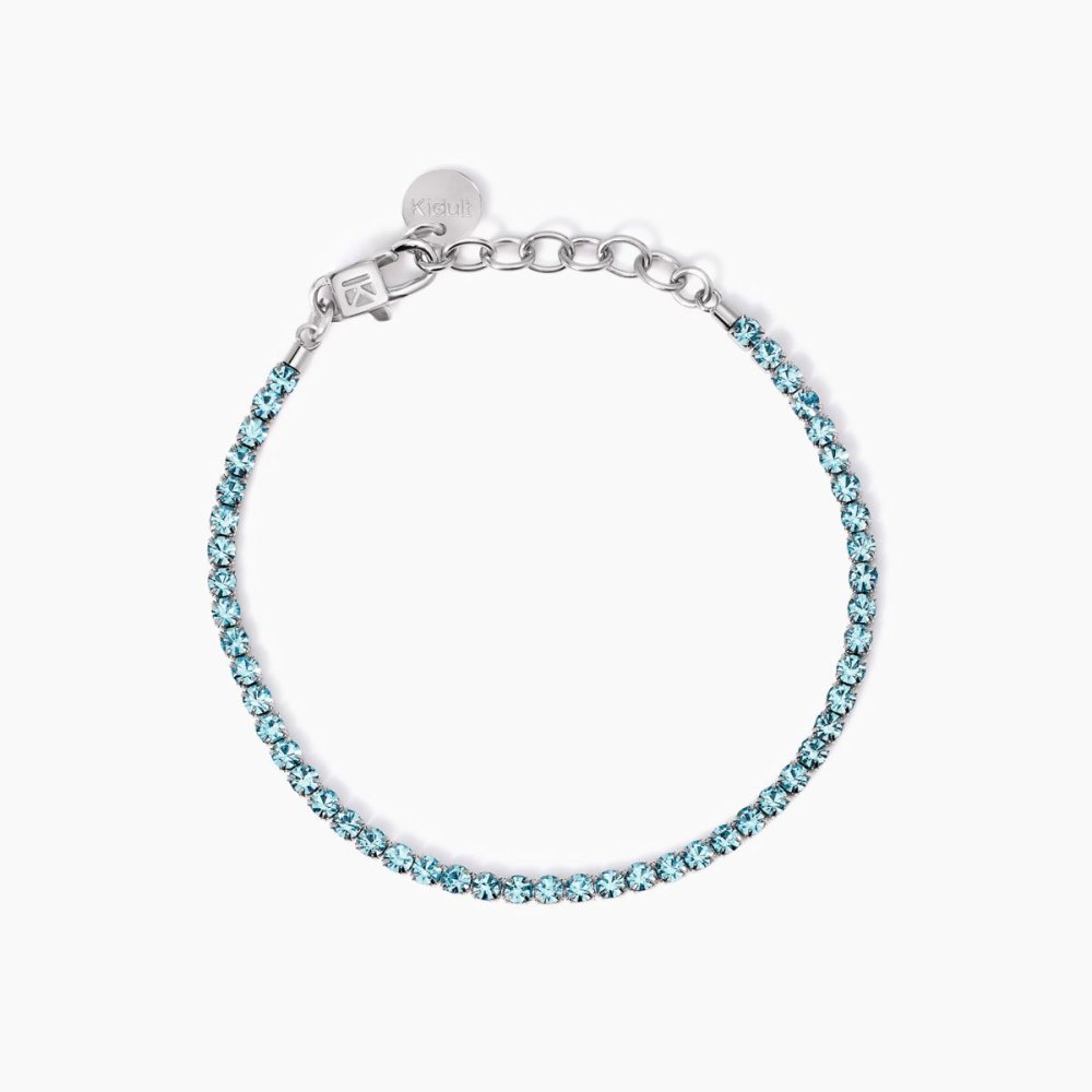 Kidult - Bracciale Tennis Acciaio 316L - Cristalli Azzurri