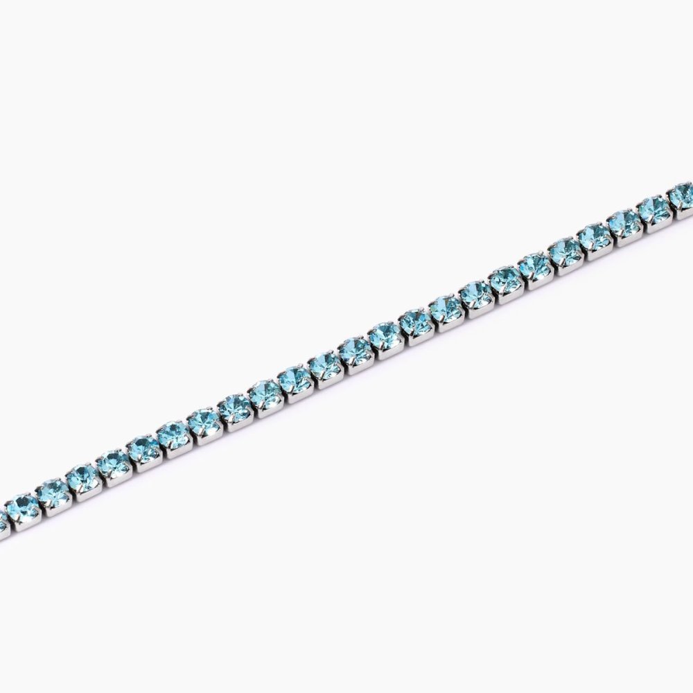 Kidult - Bracciale Tennis Acciaio 316L - Cristalli Azzurri