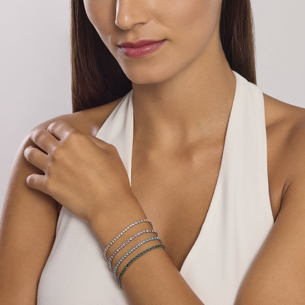 Kidult - Bracciale Tennis Acciaio 316L - Cristalli Azzurri