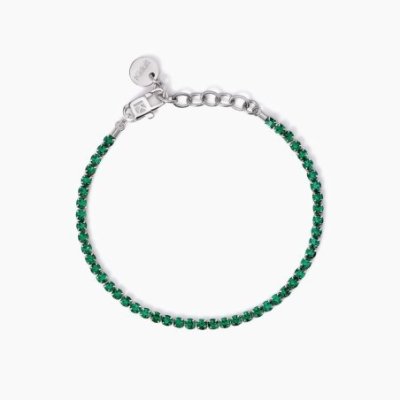 Kidult - Bracciale Tennis - Acciaio 316L - Cristalli Verdi