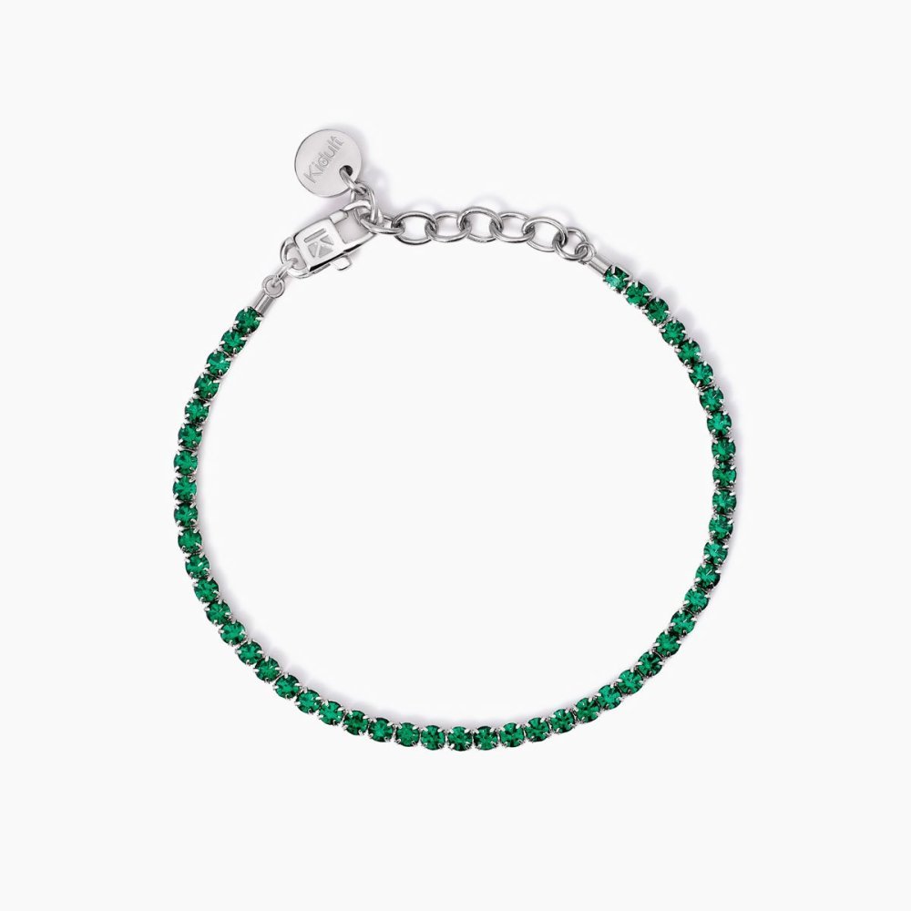 Kidult - Bracciale Tennis - Acciaio 316L - Cristalli Verdi