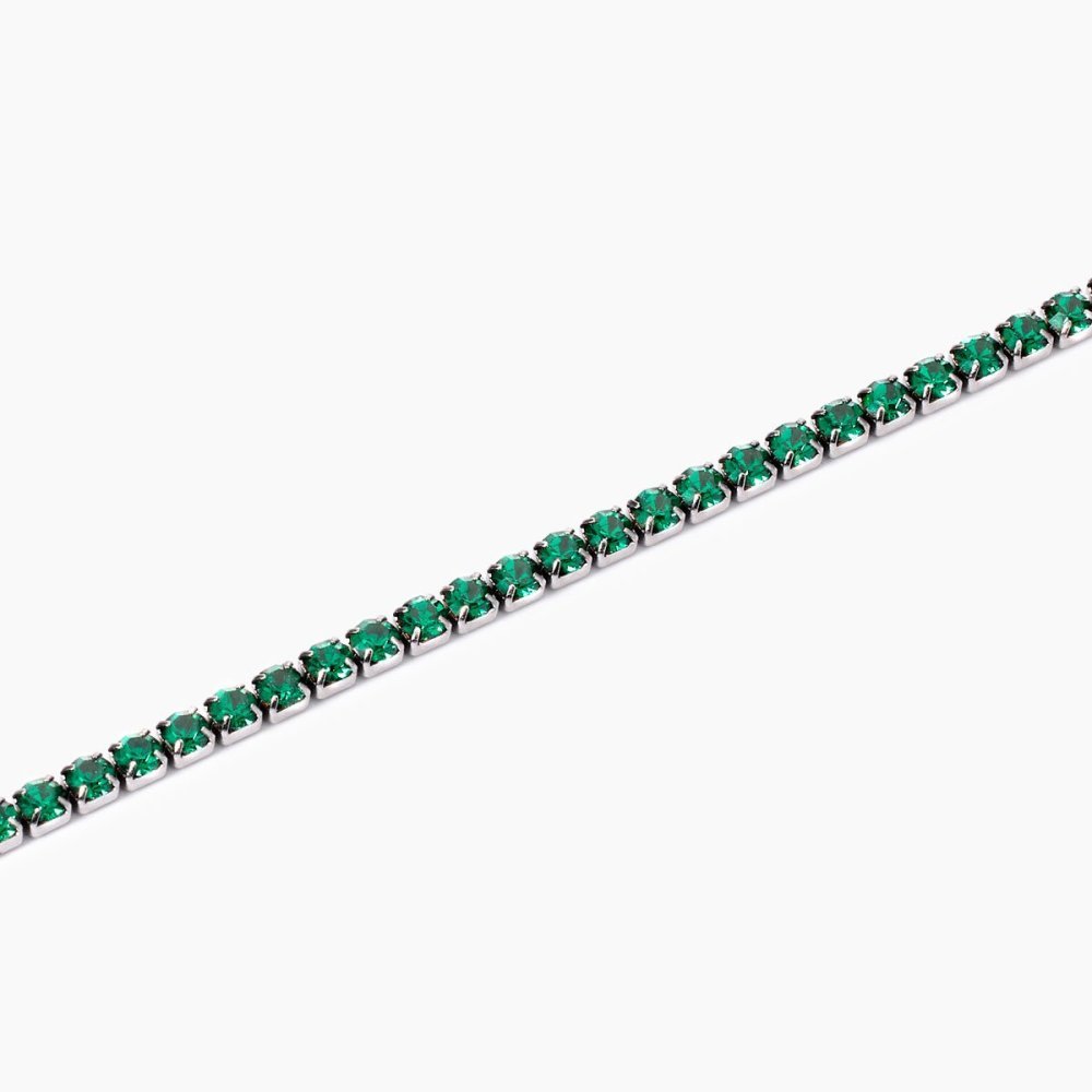 Kidult - Bracciale Tennis - Acciaio 316L - Cristalli Verdi