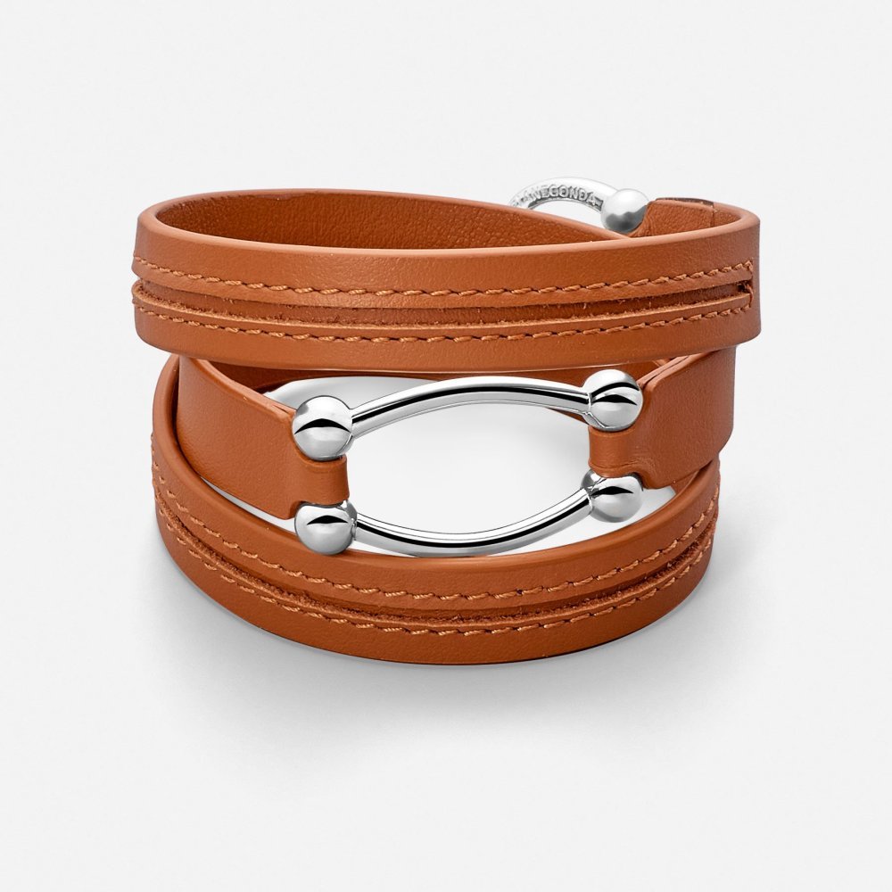 Pianegonda - Bracciale Tre Giri - Argento 925 - Pelle