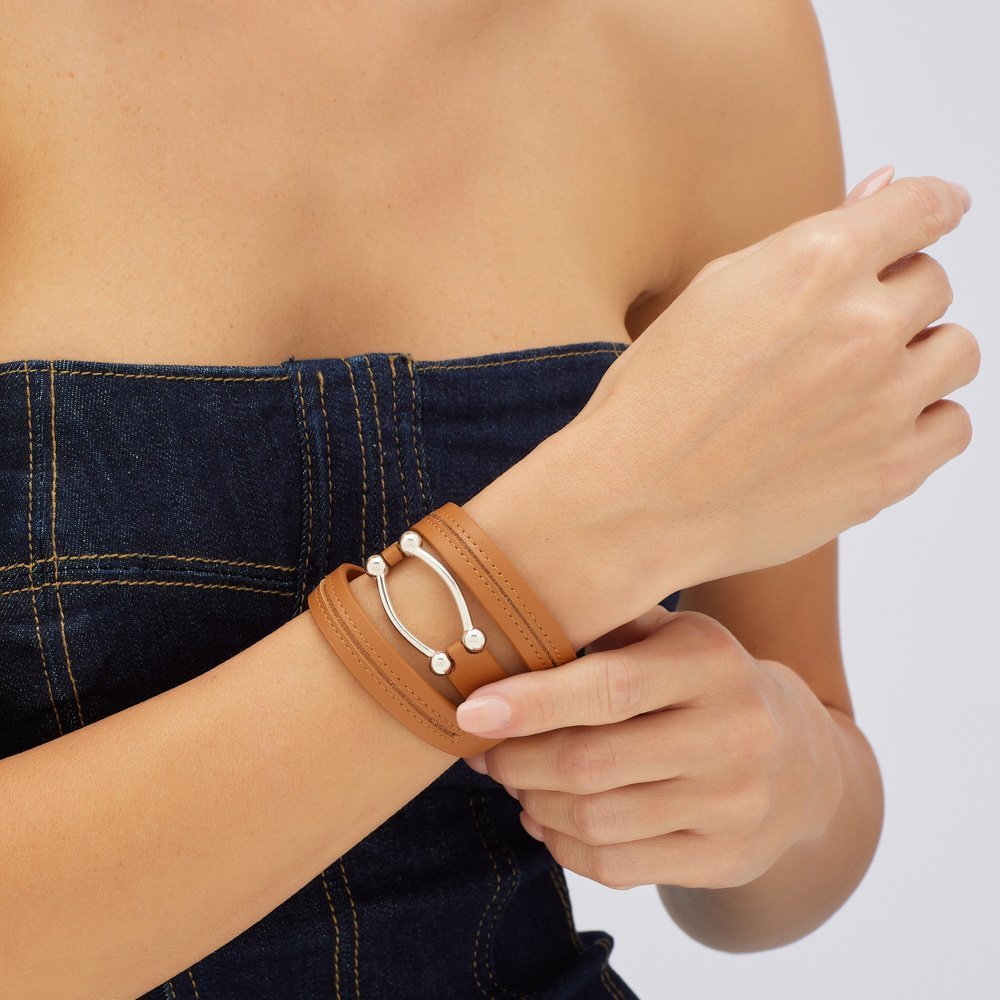 Pianegonda - Bracciale Tre Giri - Argento 925 - Pelle