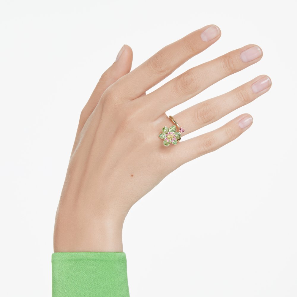 Swarovski - Anello Idyllia Aperto - Cristalli Verdi - Placcato Oro