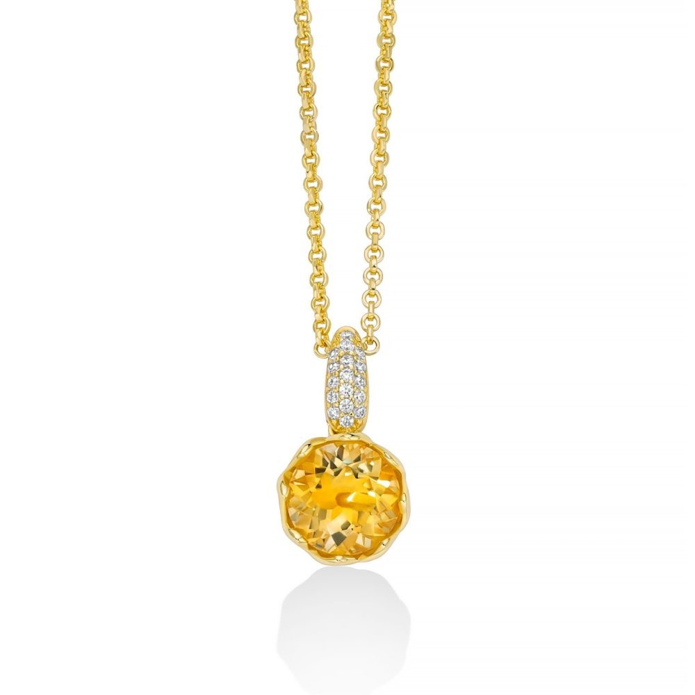 Miluna - Collier Unica Colibrì - Citrino - Topazi Bianchi