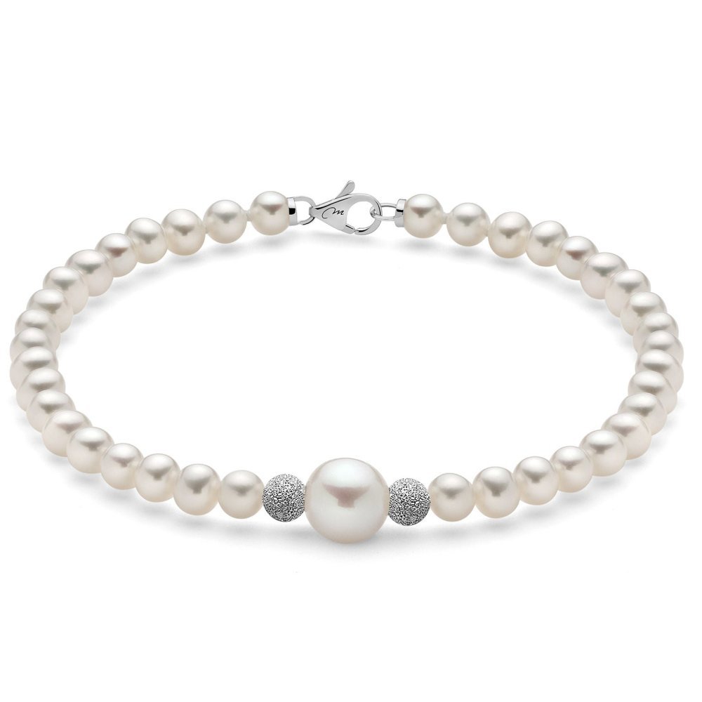 Miluna - Bracciale Di Perle Oriente - Oro Bianco - Perle Vere