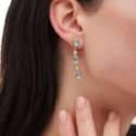 Victoria Cruz - Orecchini Lunghi Sfera - Cristallo - Argento Placcato Oro