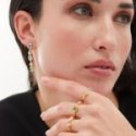 Victoria Cruz - Orecchini Lunghi Sfera - Cristallo - Argento Placcato Oro
