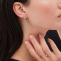 Victoria Cruz - Orecchini Lunghi Sfera - Cristallo - Argento Placcato Oro