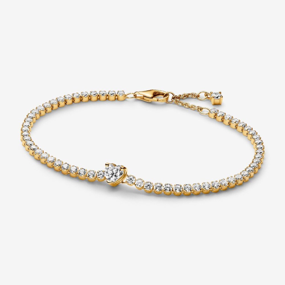 Bracciale Tennis con Cuore in Rilievo