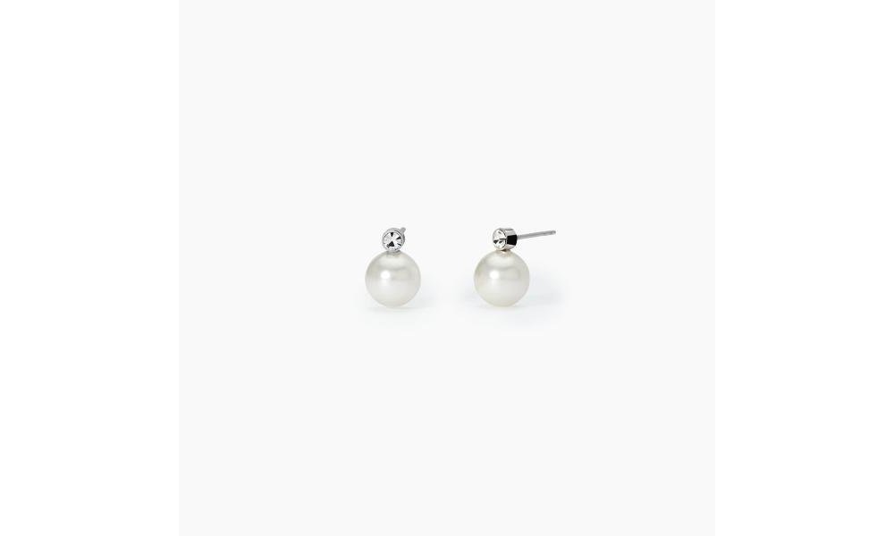 2 Jewels - Orecchini Acciaio 316L - Perle Conchiglia - Cristalli Bianchi