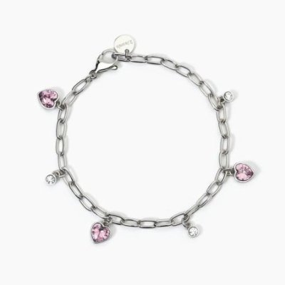 2 Jewels - Bracciale Acciaio 316L - Zirconi Rosa - Cristalli Bianchi