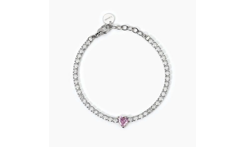 2 Jewels - Bracciale Tennis Acciaio 316L - Zirconi Rosa - Donna