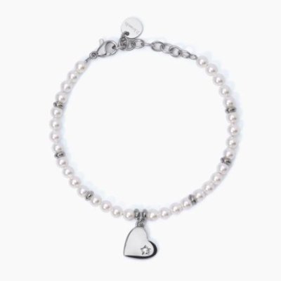 2 Jewels - Bracciale Acciaio 316L - Perle Conchiglia - Cristallo
