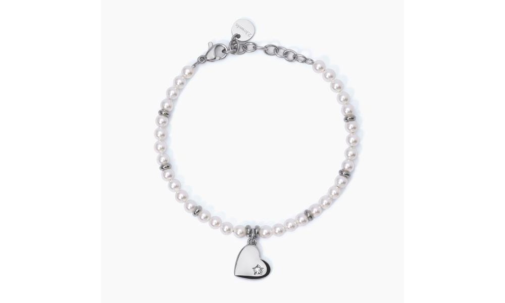 2 Jewels - Bracciale Acciaio 316L - Perle Conchiglia - Cristallo