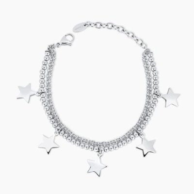 2 Jewels - Bracciale In Acciaio 316L - Doppia Catena - Pendenti Stella