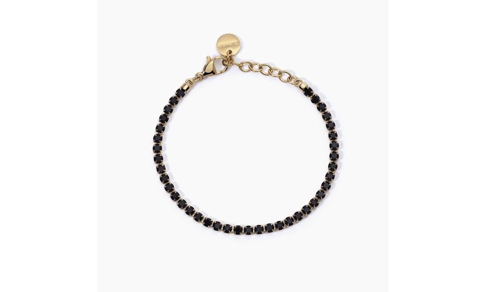 2 Jewels - Bracciale Tennis - Acciaio 316L - Pvd Giallo - Cristalli Neri