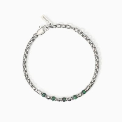 2 Jewels - Bracciale Uomo - Acciaio 316L - Malachite Sintetica