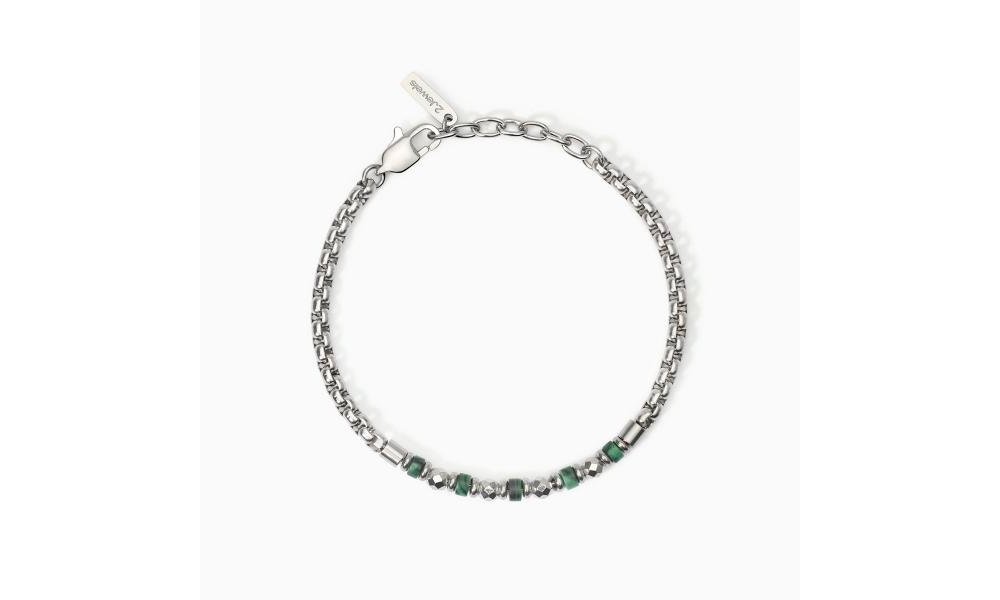 2 Jewels - Bracciale Uomo - Acciaio 316L - Malachite Sintetica