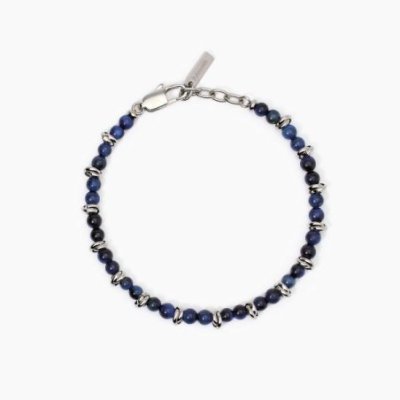 2 Jewels - Bracciale Acciaio 316L - Occhio Di Tigre Blu - Uomo