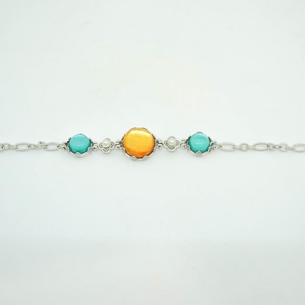 Gerardo Sacco - Bracciale Ninfea Chiusa - Argento 925 - Pietre Cabochon