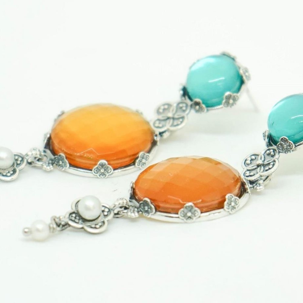 Gerardo Sacco - Orecchini Ninfea Chiusa - Argento 925 - Pietre Cabochon