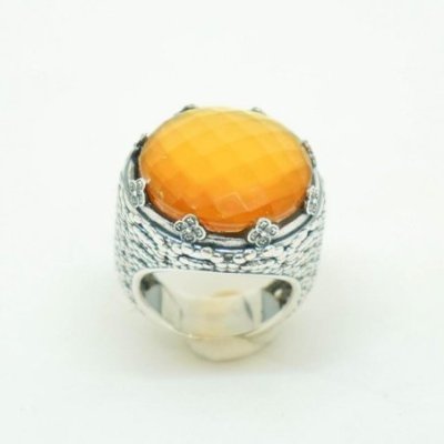 Gerardo Sacco - Anello Ninfea Chiusa - Argento 925 - Pietra Cabochon