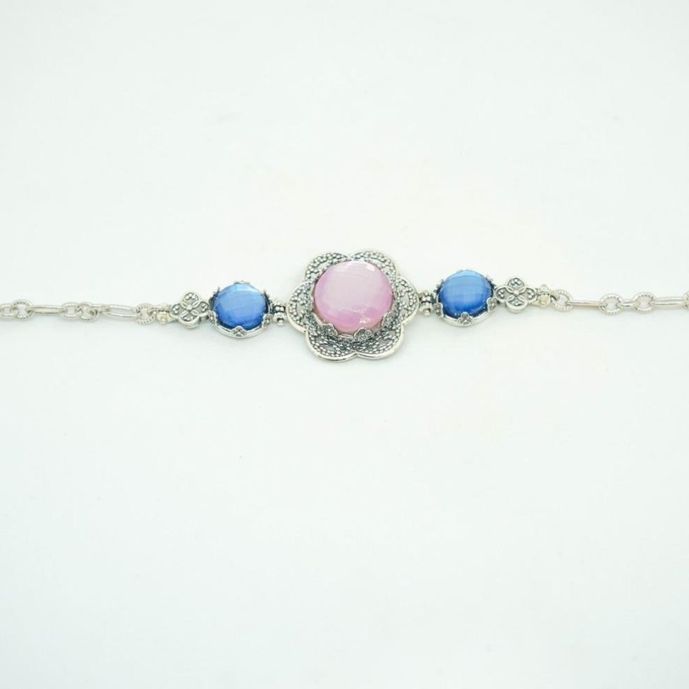 Gerardo Sacco - Bracciale Ninfea Aperta - Argento 925 - Pietre Cabochon