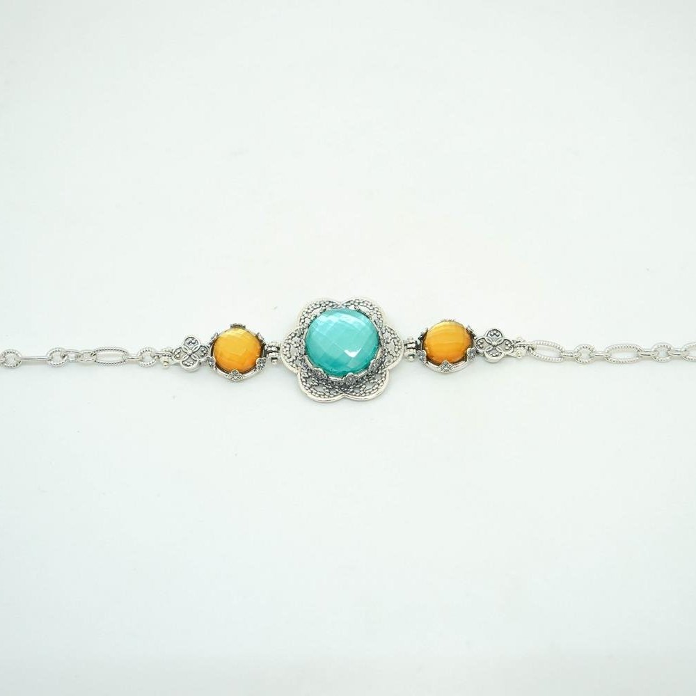 Gerardo Sacco - Bracciale Ninfea Aperta - Argento 925 - Pietre Cabochon