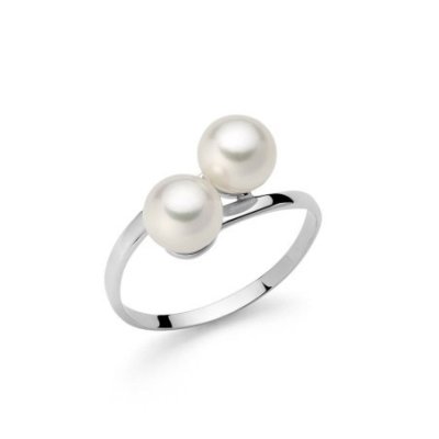 Miluna - Anello Contrarié Oriente - Oro Bianco - Perle Vere
