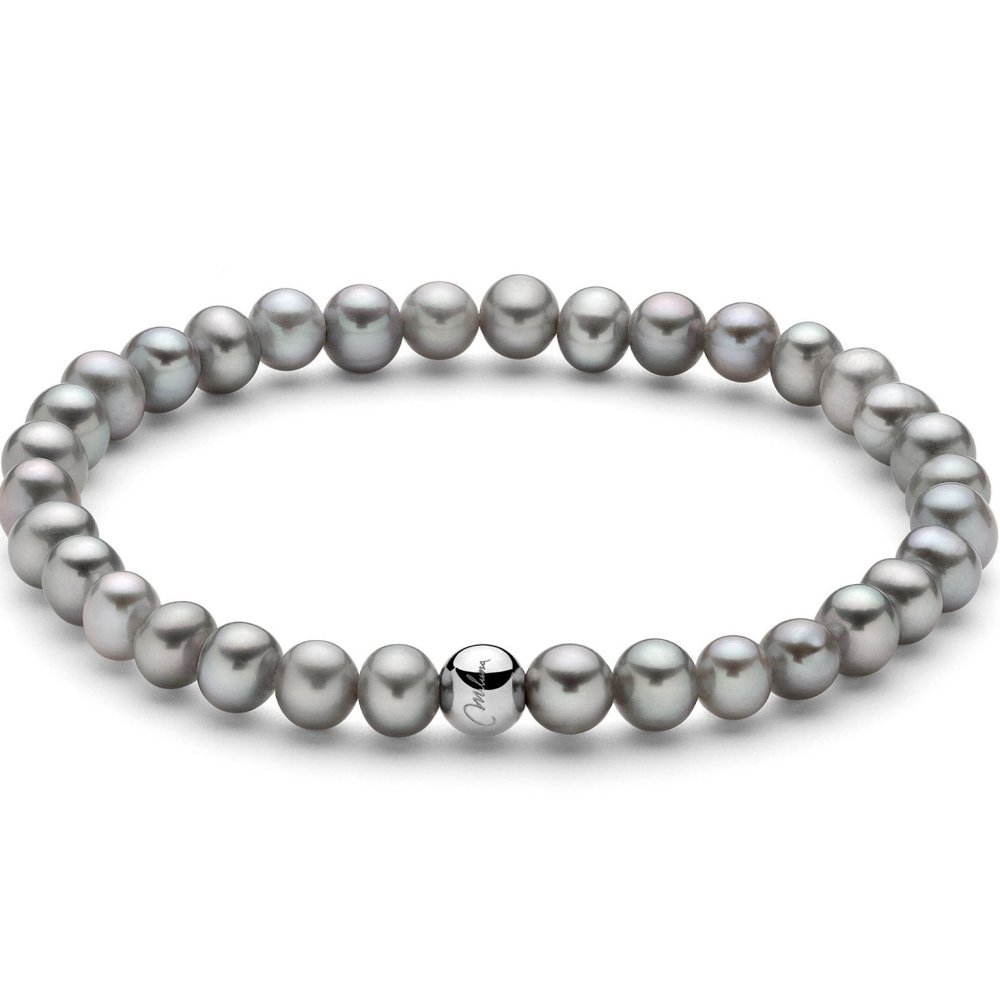 Miluna - Bracciale Perle Oriente Grigie - Argento 925 - Elastico