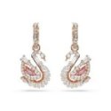 Swarovski - Orecchini Swan - Cristalli Rosa - Placcato Oro Rosa