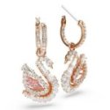 Swarovski - Orecchini Swan - Cristalli Rosa - Placcato Oro Rosa