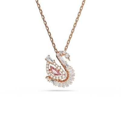 Swarovski - Pendente Swan - Oro Rosa - Zirconia Rosa