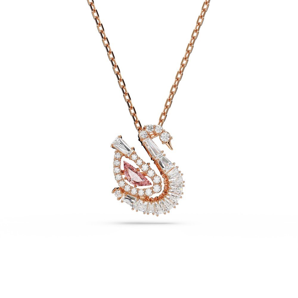 Swarovski - Pendente Swan - Oro Rosa - Zirconia Rosa
