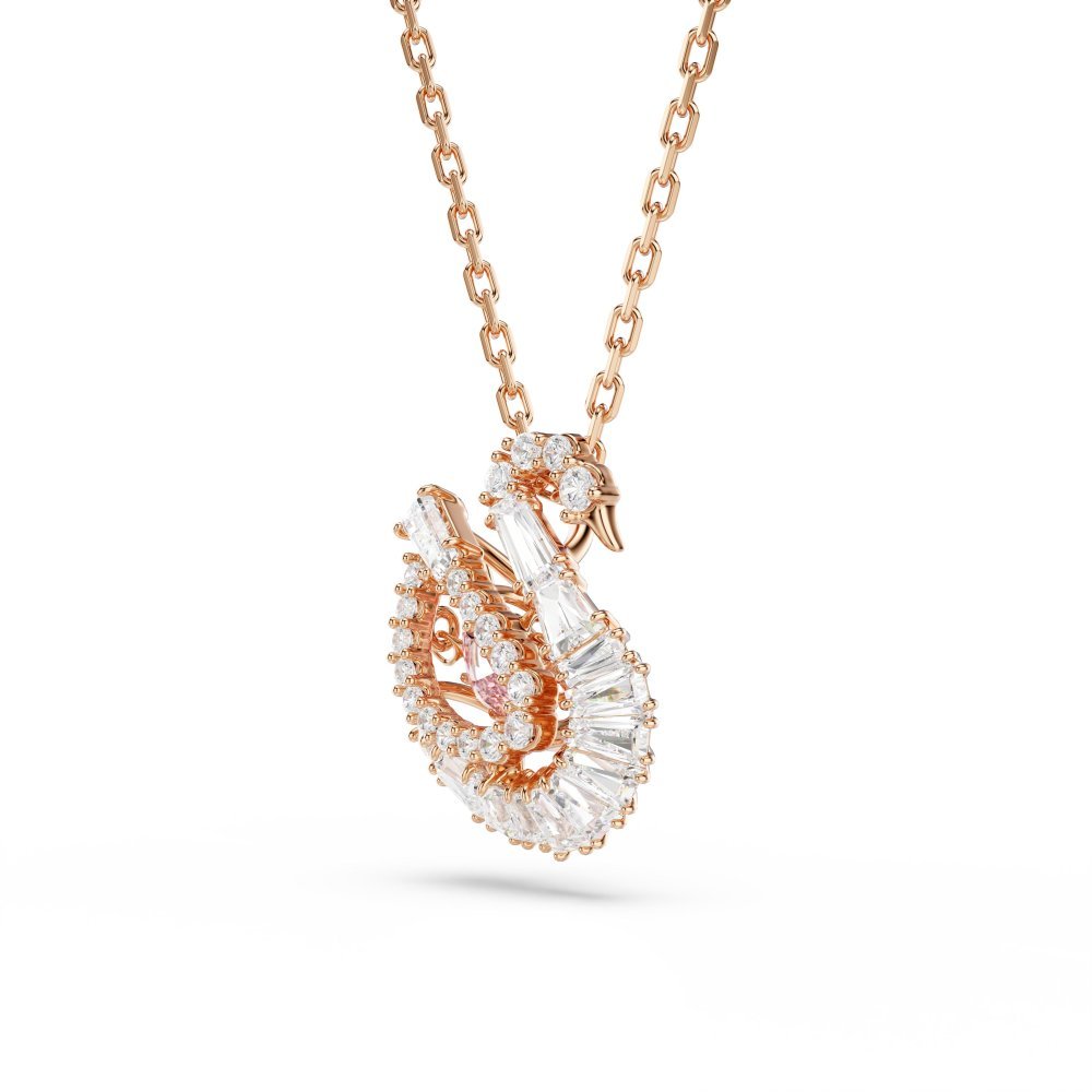 Swarovski - Pendente Swan - Oro Rosa - Zirconia Rosa