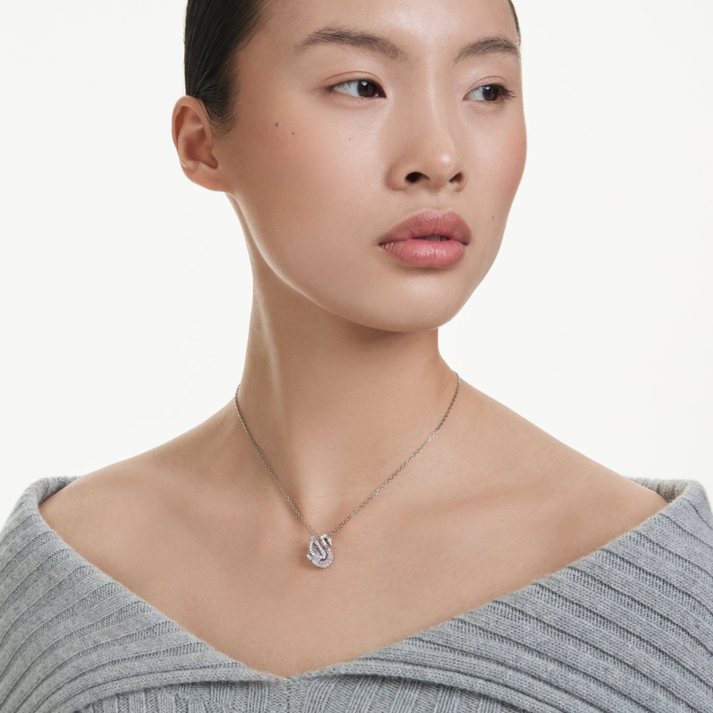Swarovski - Pendente Swan - Zirconia - Placcatura Rodio